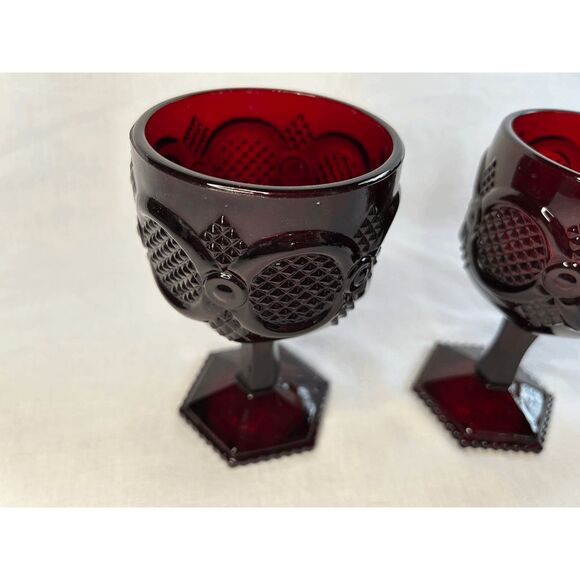Avon 1876 Cape Cod Ruby Red Wine Glass Set of Three - Picture 2 of 5